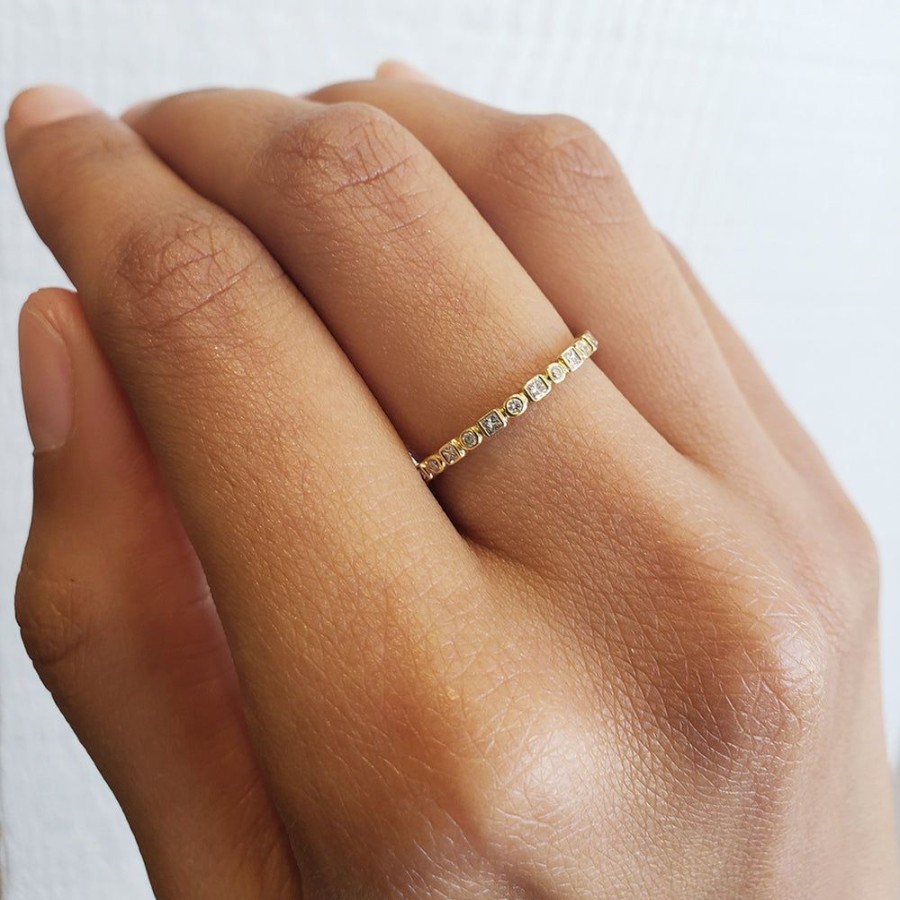 Stack Bands Sethi Couture | Kate Princess Cut And Round Diamond Band