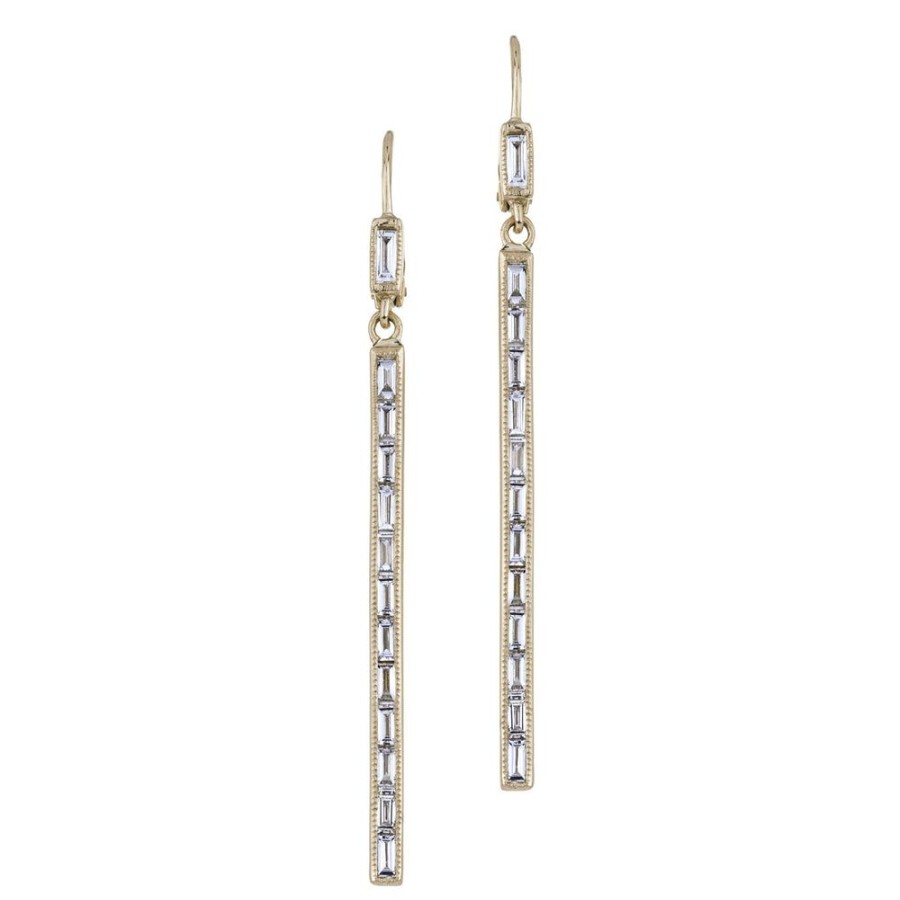 Earrings Sethi Couture | Silhouette Bar Baguette Diamond Earrings