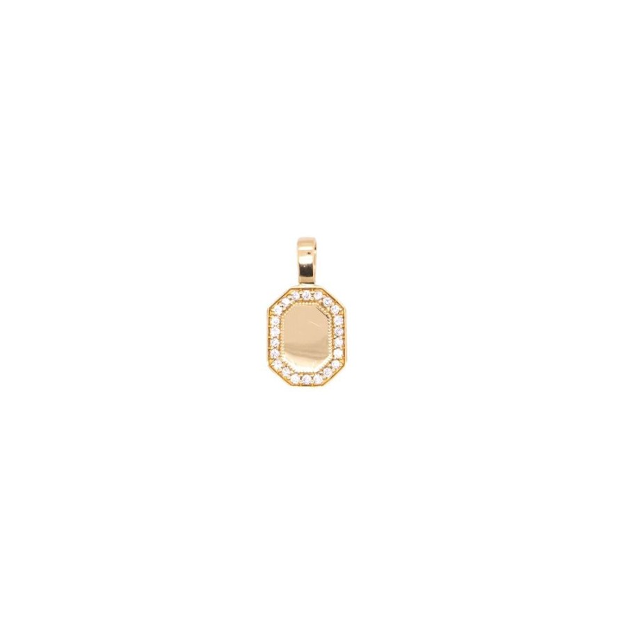 Pendants & Charms Sethi Couture | P.S. Small Yellow Gold Tag Charm With Diamonds