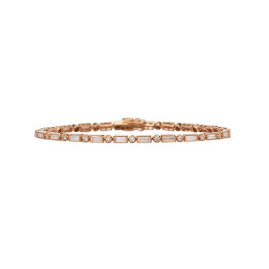 Bangles & Bracelets Sethi Couture | Lucy Baguette And Round Diamond Bracelet