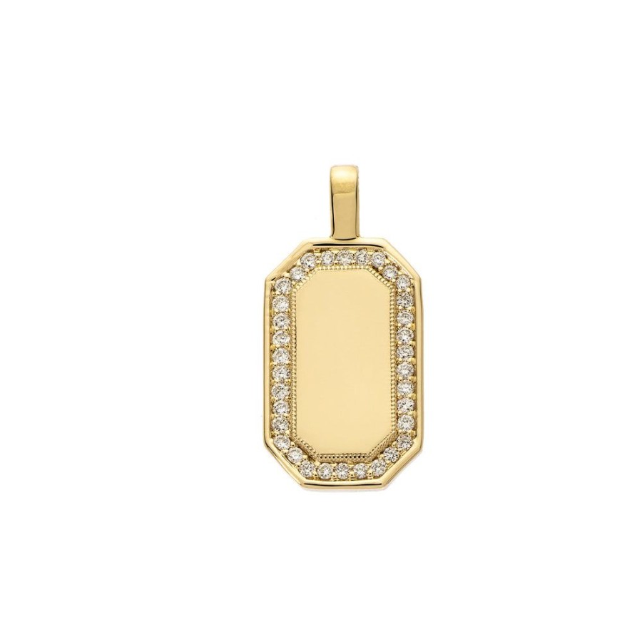 Pendants & Charms Sethi Couture | P.S. Large Yellow Gold Tag Charm With Diamonds