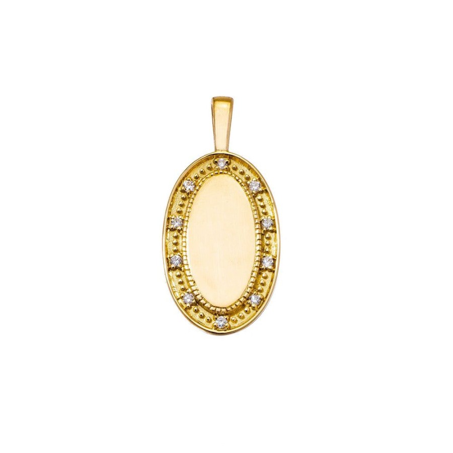 Pendants & Charms Sethi Couture | P.S. Yellow Gold Oval Charm With Diamonds