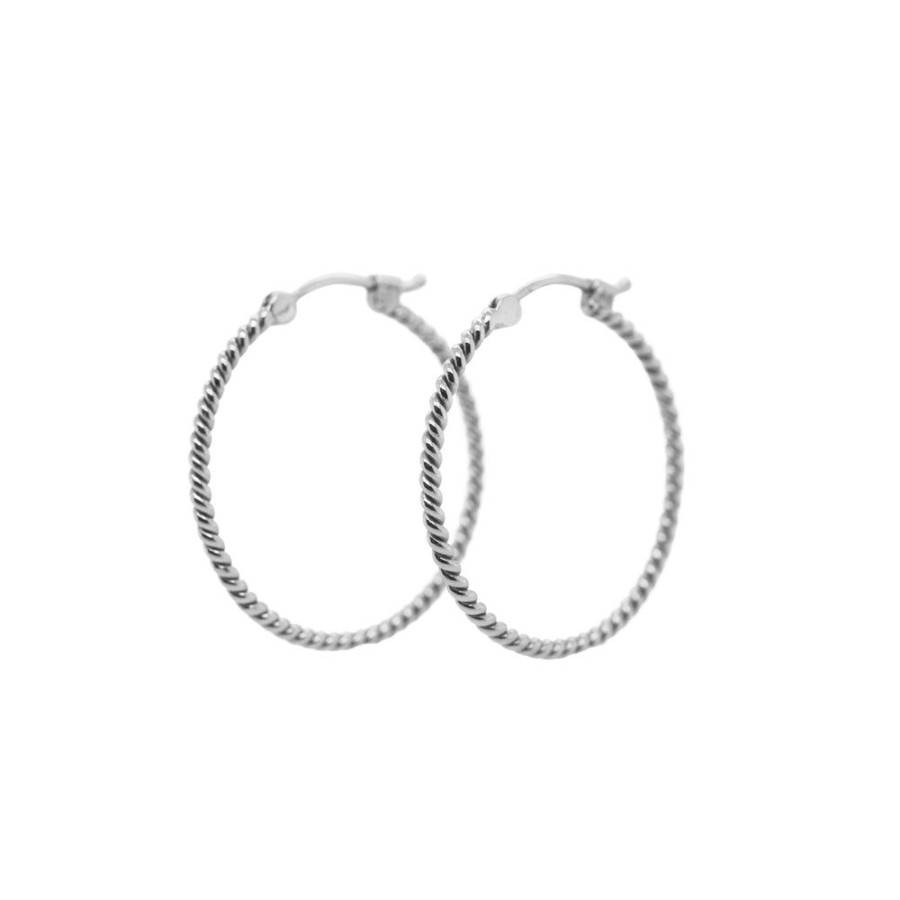 Earrings Sethi Couture | Medium White Gold Rope Hoops