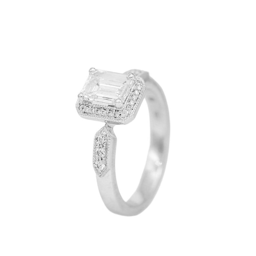 Rings Sethi Couture | Deco Emerald Cut Diamond White Gold Ring