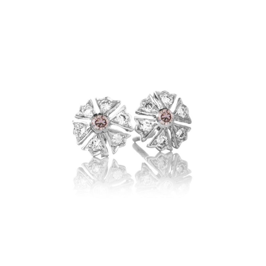 Earrings Sethi Couture | Camelia White And Pink Diamond Stud Earrings