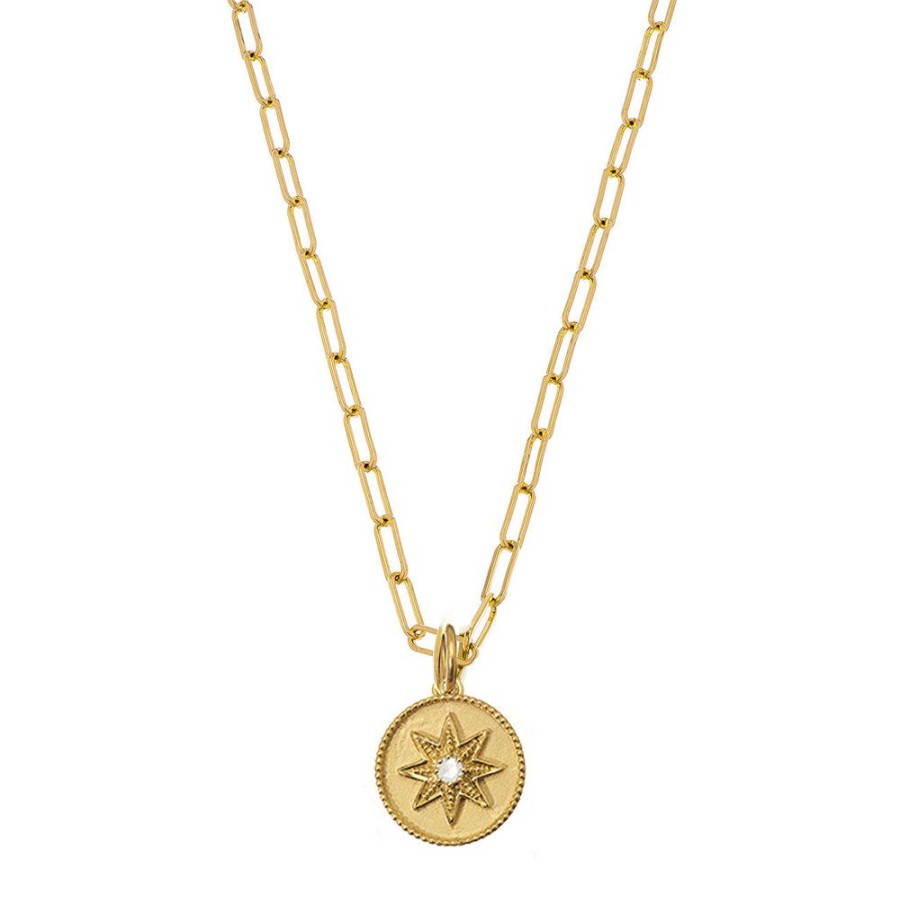 Holiday Collection Sethi Couture | Compass Yellow Gold Charm Necklace