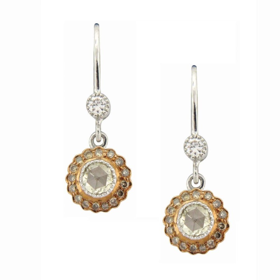 Earrings Sethi Couture | True Romance Rose Cut And Champagne Diamond Drop Earrings