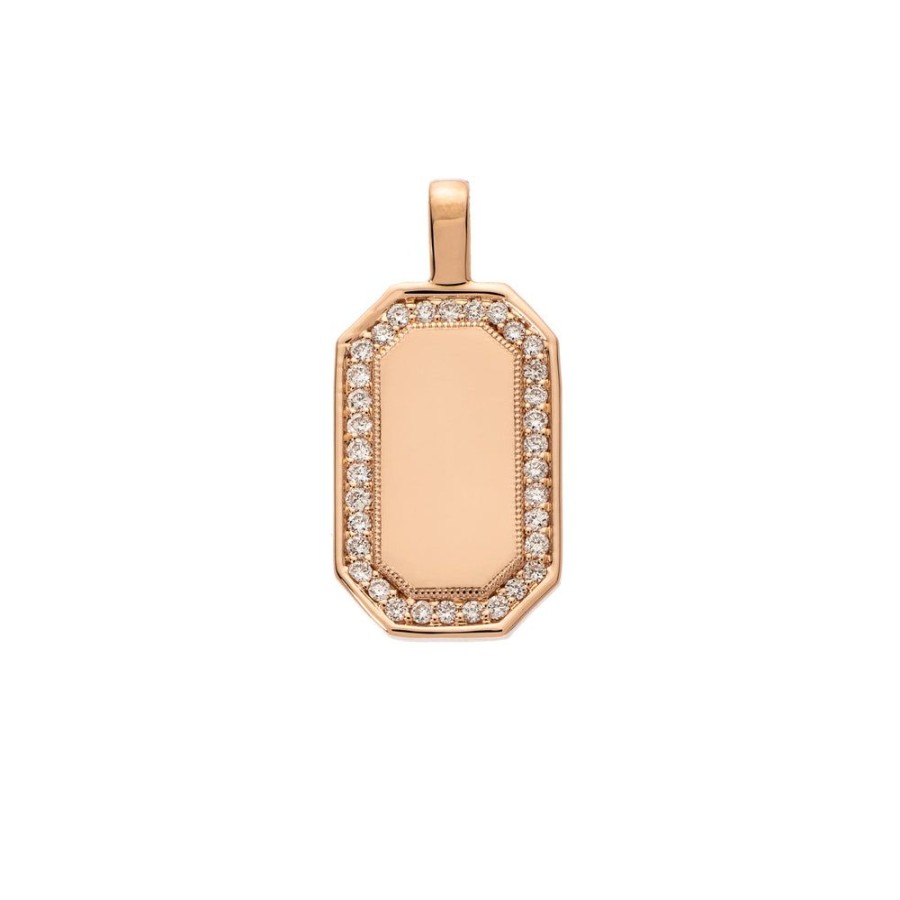 Pendants & Charms Sethi Couture | P.S. Large Rose Gold Tag Charm With Diamonds