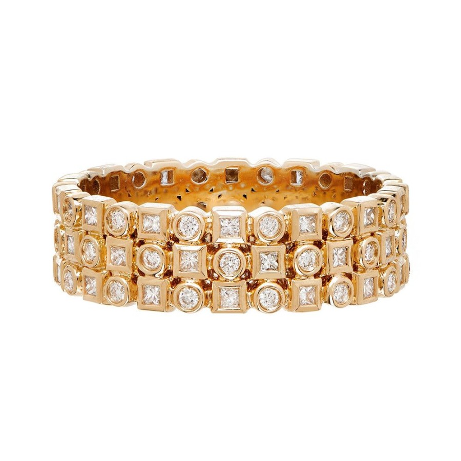 Stack Bands Sethi Couture | Kate Three Row Diamond Yellow Gold Band