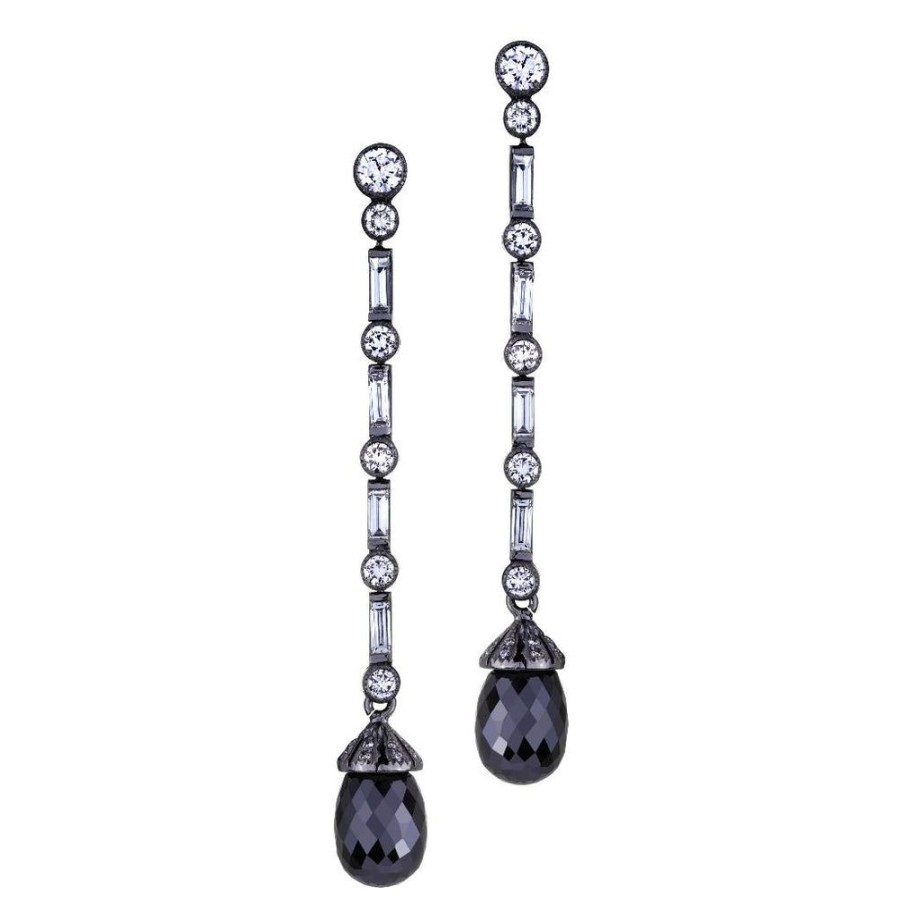 Earrings Sethi Couture | Ayana Black Briolette And Baguette Diamond Earrings