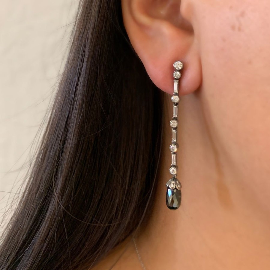 Earrings Sethi Couture | Ayana Black Briolette And Baguette Diamond Earrings