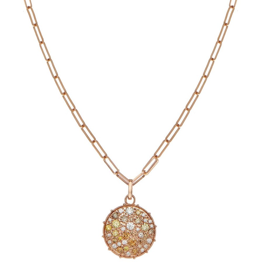 Pendants & Charms Sethi Couture | Confetti Rose Gold Multi-Color Diamond Disc Pendant