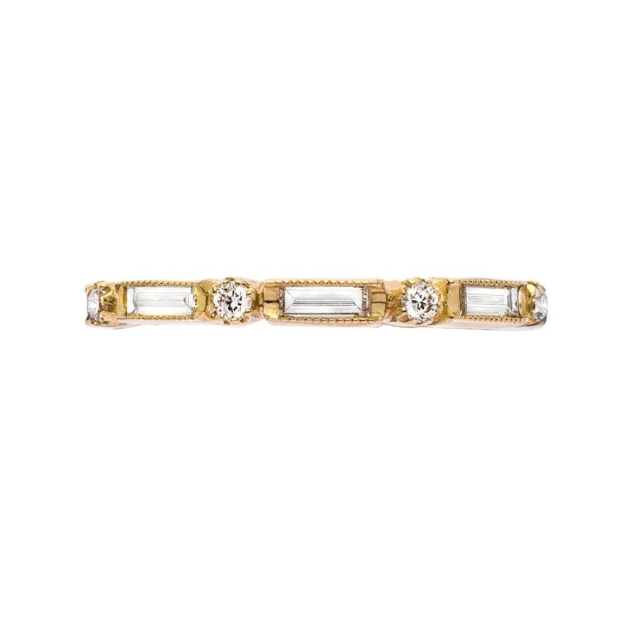 Stack Bands Sethi Couture | Lucy Baguette And Round Diamond Band