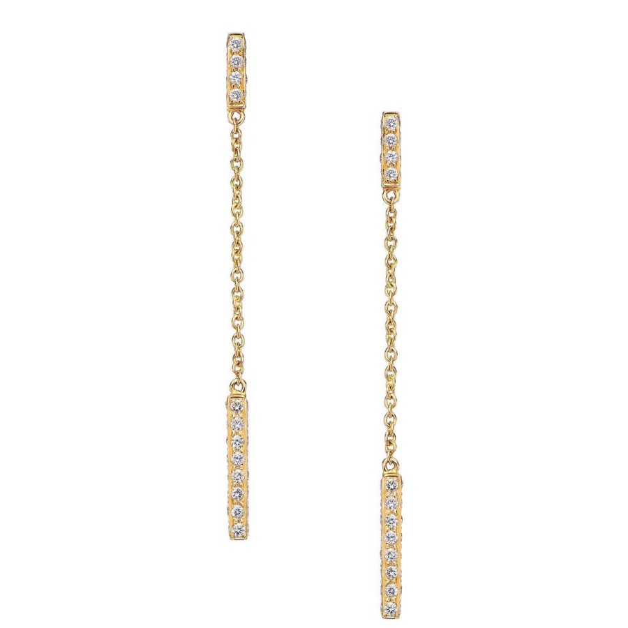 Earrings Sethi Couture | Barrel Long Diamond Earrings