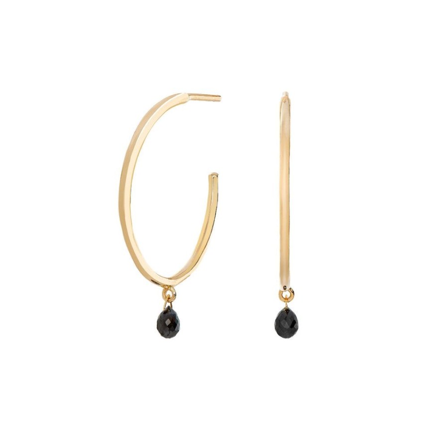 Earrings Sethi Couture | Adeline Black Diamond Hoops