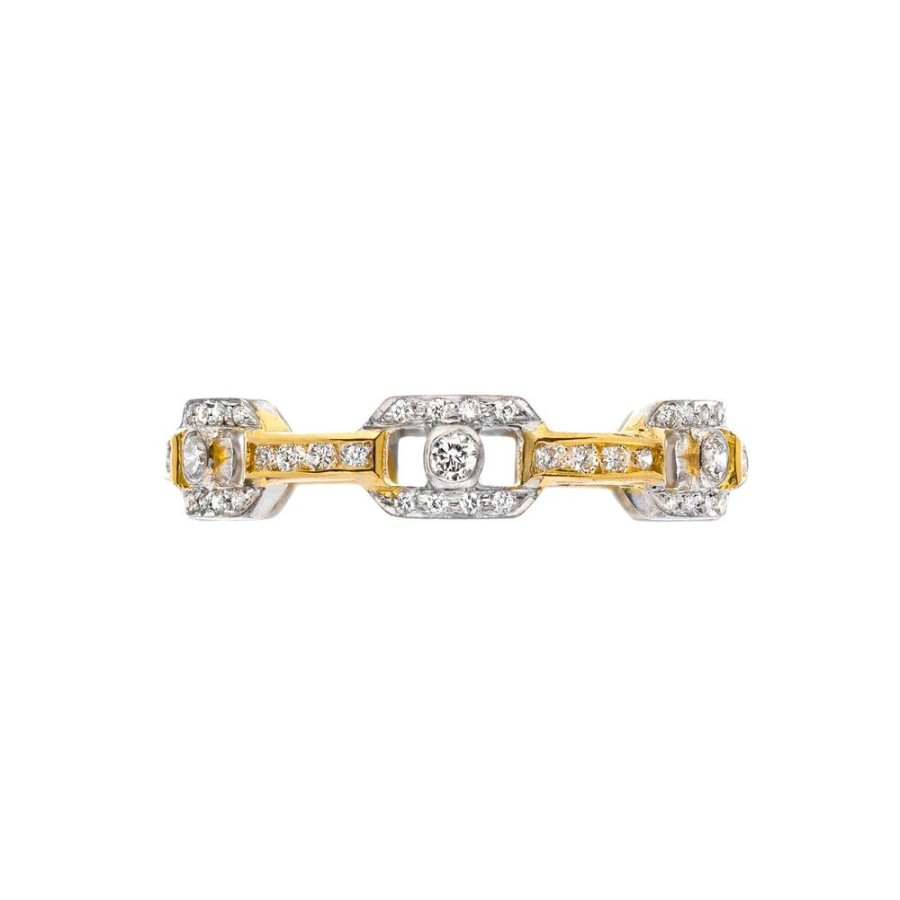 Stack Bands Sethi Couture | Link Diamond Two-Tone Gold Band