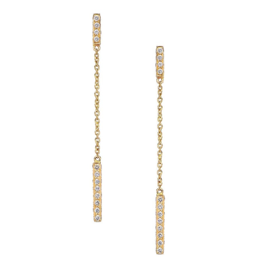 Earrings Sethi Couture | Barrel Long Diamond Earrings