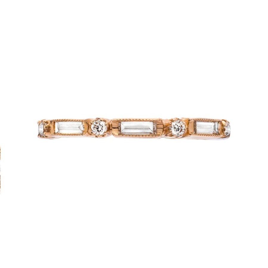 Stack Bands Sethi Couture | Lucy Baguette And Round Diamond Band