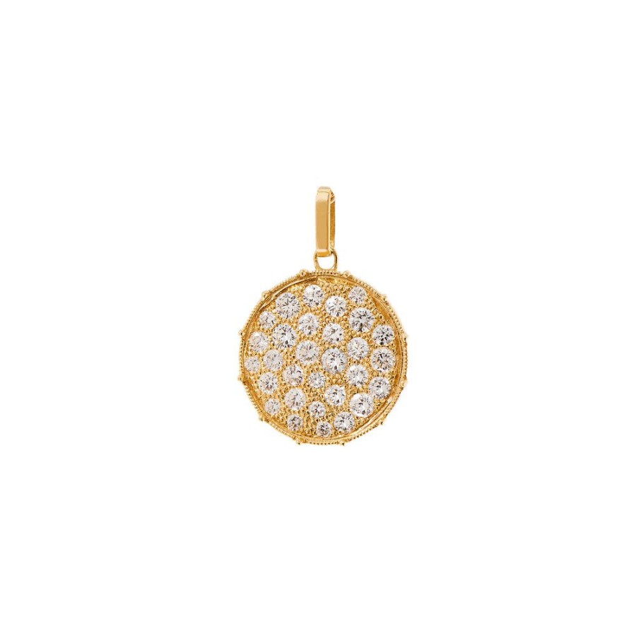 Pendants & Charms Sethi Couture | Confetti Yellow Gold Diamond Disc Pendant