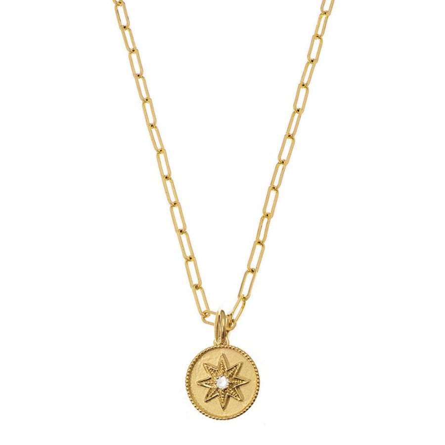 Best Sellers Sethi Couture | Compass Yellow Gold Charm Necklace