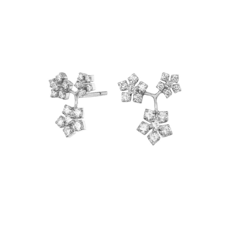 Earrings Sethi Couture | Enchanted Garden Triple Flower Diamond Earrings