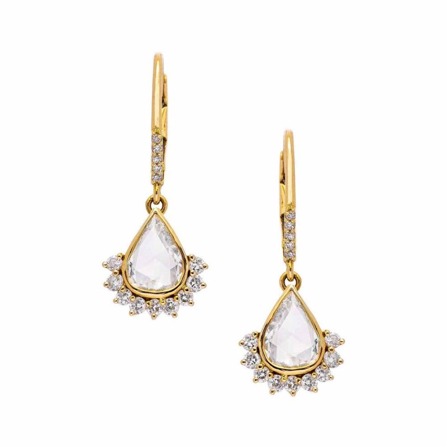 Earrings Sethi Couture | Bethany Pear Shape Rose Cut Diamond Drop Earrings