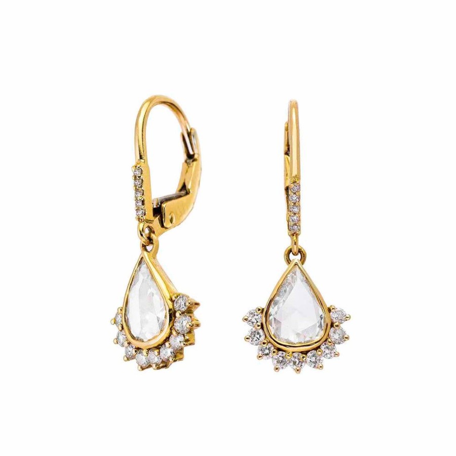 Earrings Sethi Couture | Bethany Pear Shape Rose Cut Diamond Drop Earrings