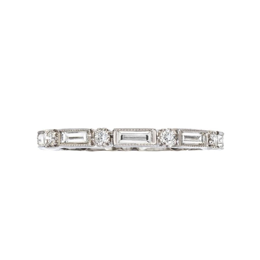 Stack Bands Sethi Couture | Lucy Baguette And Round Diamond Band