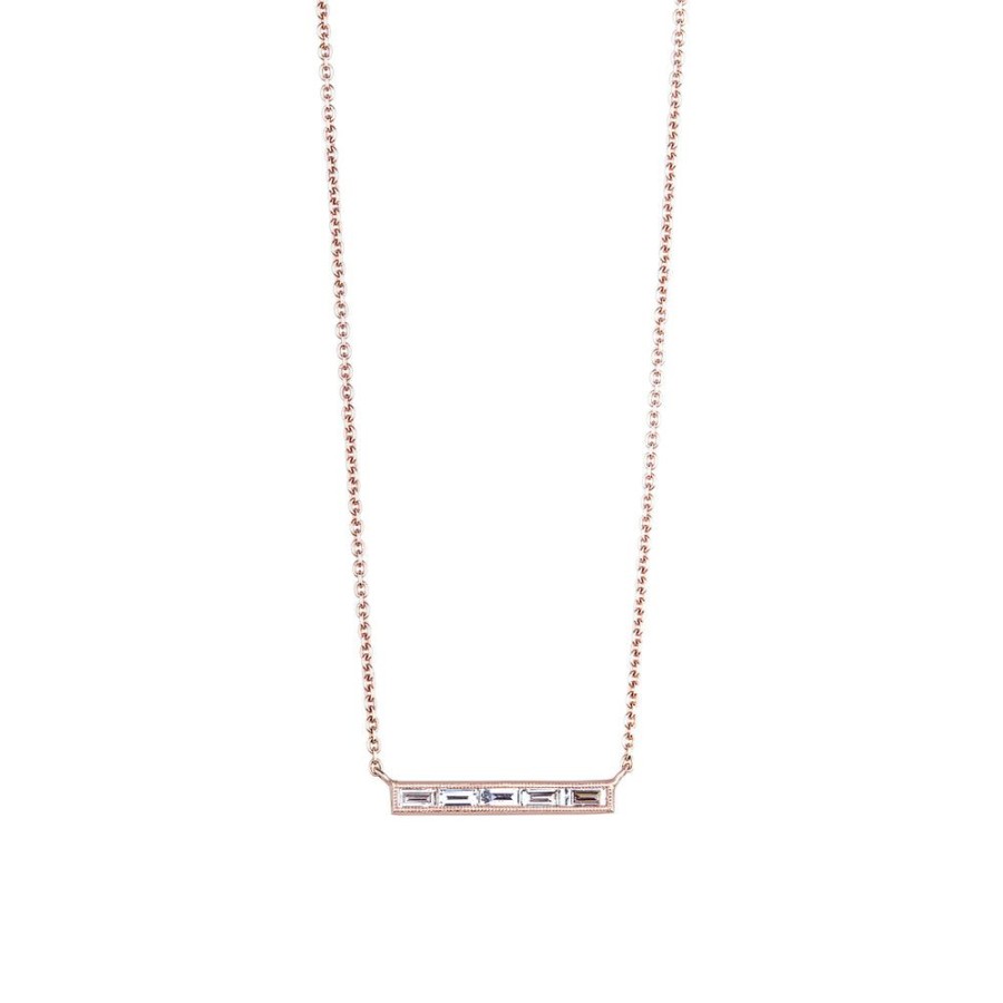 Necklaces Sethi Couture | Silhouette 5 Stone Baguette Diamond Necklace