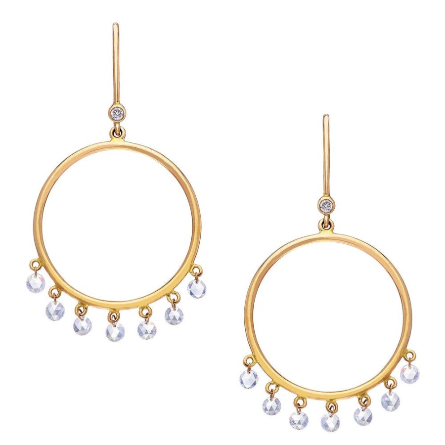 Earrings Sethi Couture | Cien Rose Cut Diamond Circle Drop Earrings