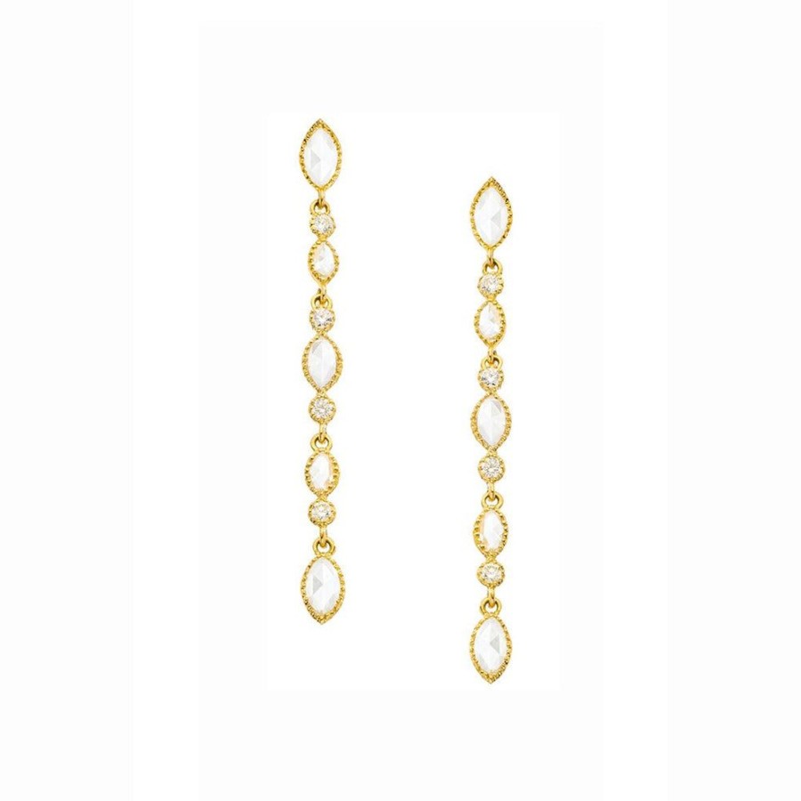 Earrings Sethi Couture | Amara Marquise Rose Cut Diamond Earrings Yellow Gold