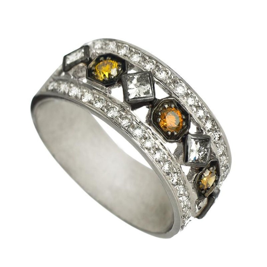 Rings Sethi Couture | Art Deco Multi-Color Diamond Wide Band