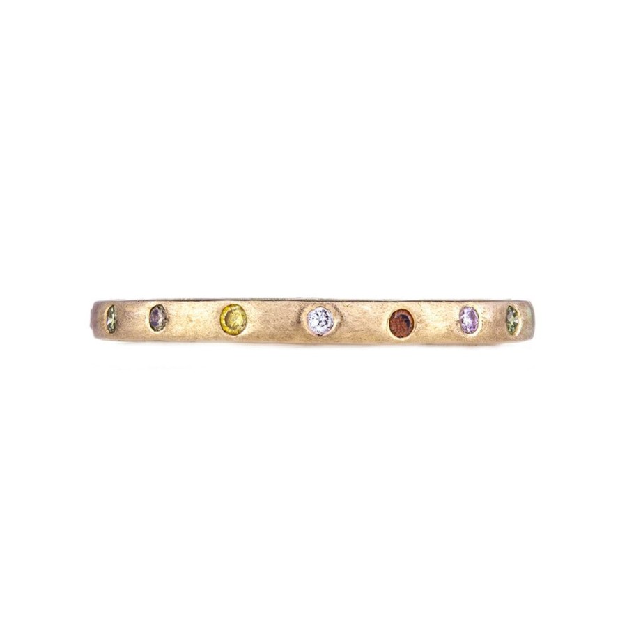 Stack Bands Sethi Couture | Dunes Narrow Multi-Color Diamond Brushed Band