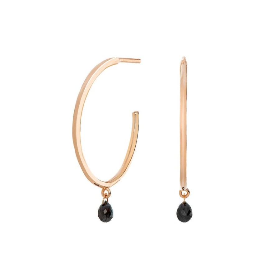 Earrings Sethi Couture | Adeline Black Diamond Hoops