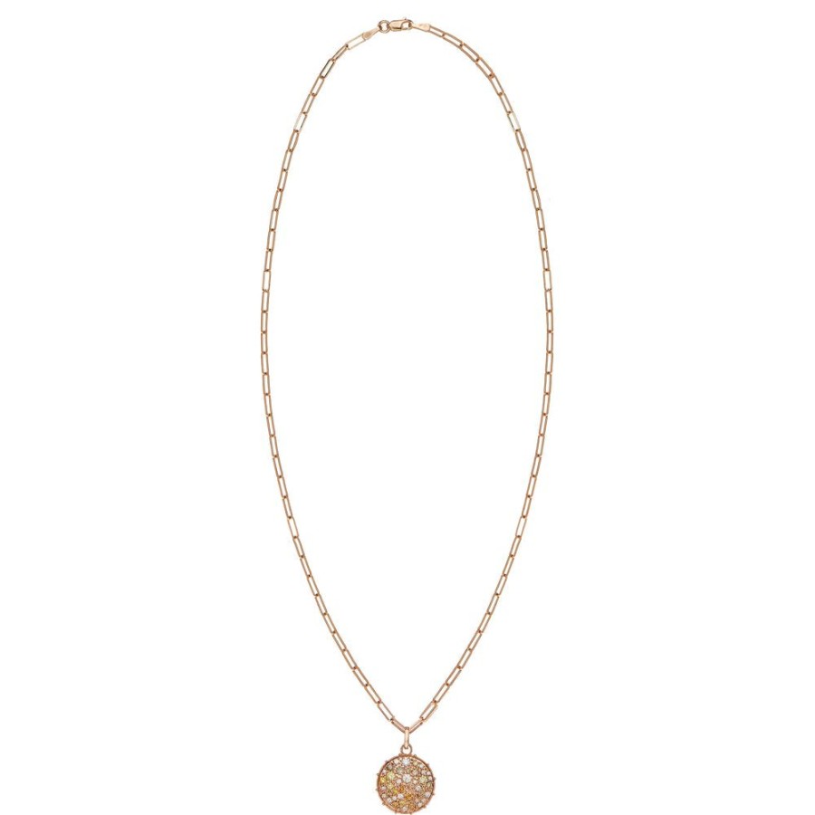 Necklaces Sethi Couture | Confetti Rose Gold Multi-Color Diamond Disc Necklace