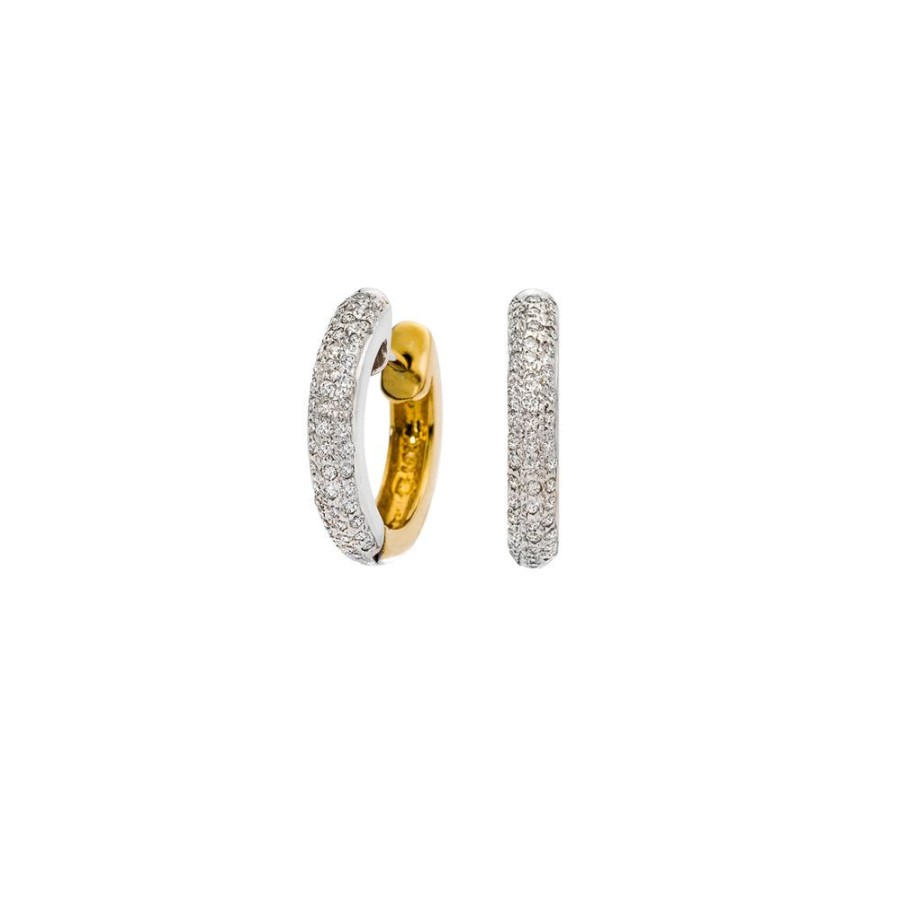 Earrings Sethi Couture | Carli White Diamond And Gold Narrow Huggies