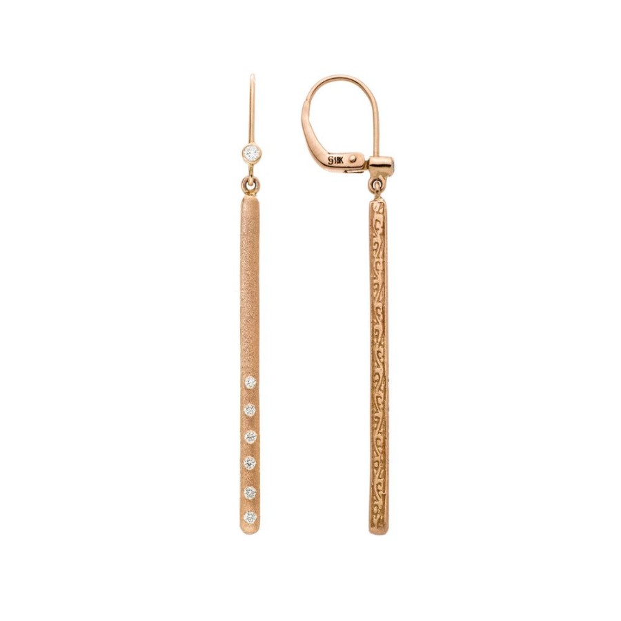 Earrings Sethi Couture | Dunes Bar Diamond Earrings Rose Gold