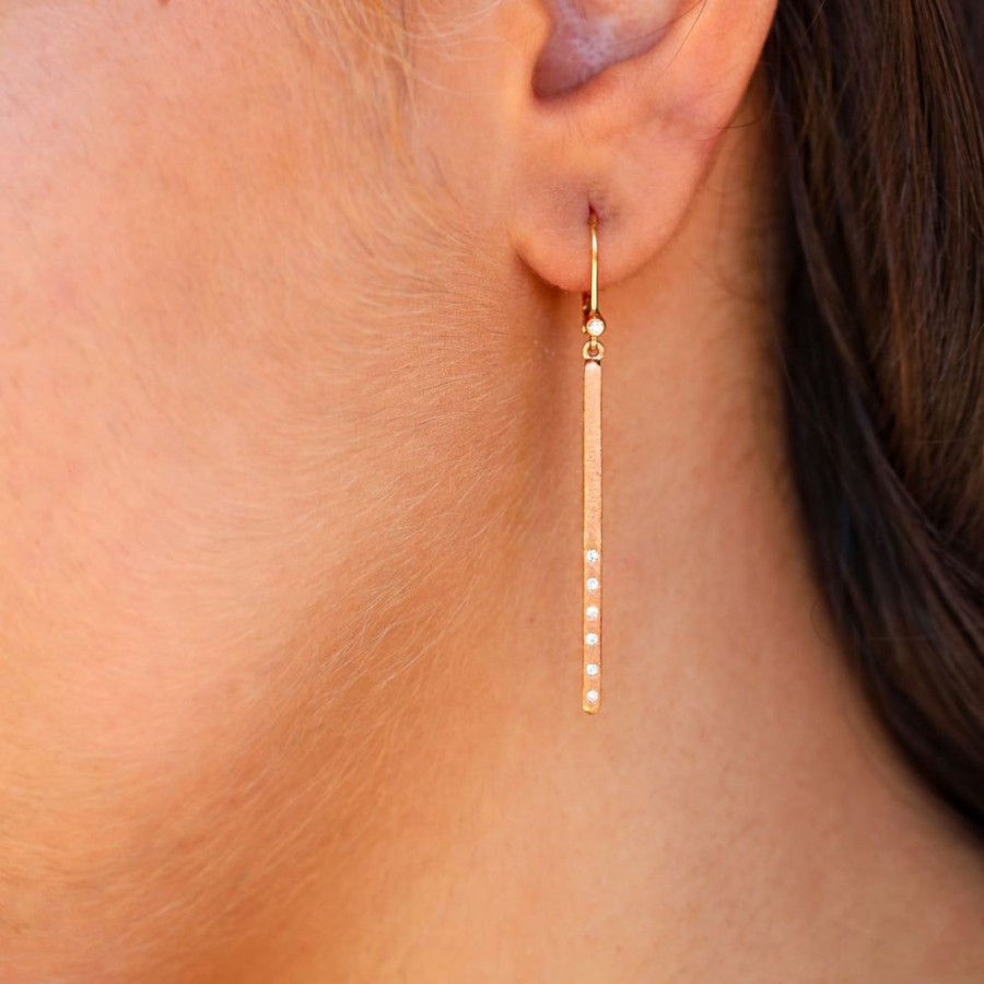 Earrings Sethi Couture | Dunes Bar Diamond Earrings Rose Gold